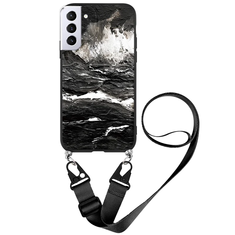 silicone case samsung For Samsung Galaxy S22 Plus Ultra 5G Flower Lanyard Necklace Chain Cord Cases For Samsung Galaxy S22 Plus Strap Rope Fundas Bags samsung cute phone cover