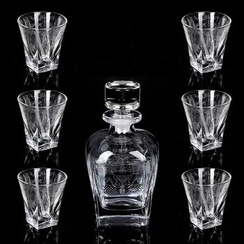 

Whiskey Decanter And Glasses Bar Set, Includes Whisky Decanter And 6 Cocktail Glasses - 7 Piece Set 200828-14