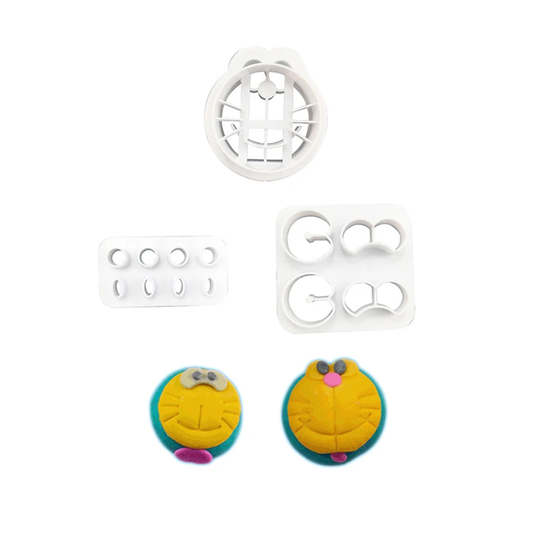 Double-Sided Robot Cat Plastic Cake Mold Fondant Cookie Cutters Kitchen Baking Decorating Mold Tools For Biscuit Cupcake Pastry 1