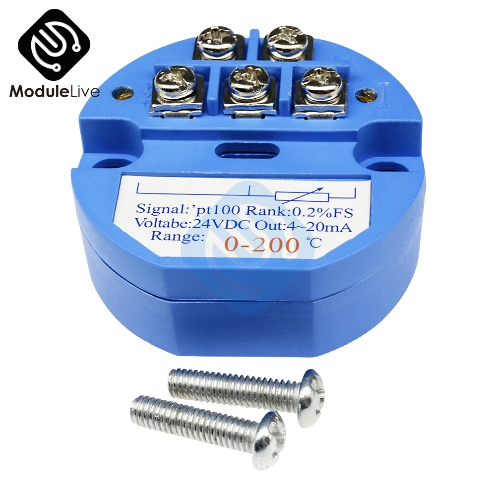 

200pcs RTD PT100 Temperature Sensor Transmitter DC 24V 0-200 Degree Range Temperature Sensors