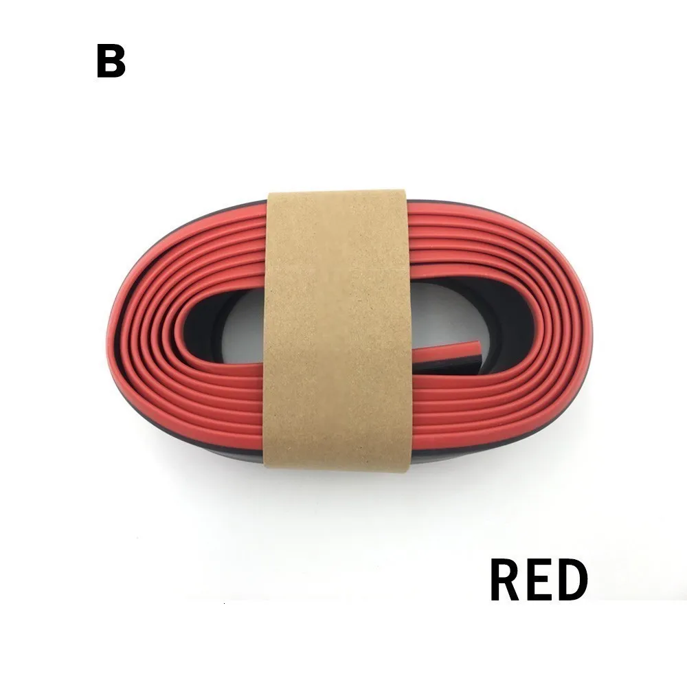 2,5 м резиновый протектор переднего бампера автомобиля, защита переднего бампера, накладки для губ, разветвитель подбородка кузова, автомобильный бампер, внешний вид - Цвет: B Red