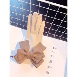 Gloves Female Touch Screen Cute Bow Thickening and Velvet Outdoor Windproof Cold Protection Motorcycle Fashion Gloves