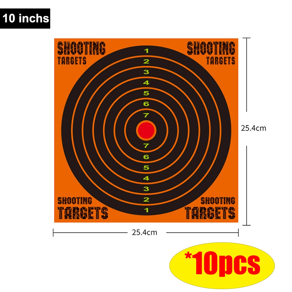 

10pcs Professional Airsoft Target 10Inch Reactivity Shoot Target Lightweight Portable Aim Rifle Pistol Shooting Accessories