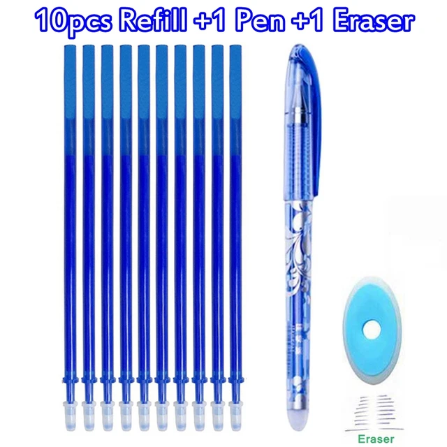 Erasable Pen Set Washable handle Blue Black Color Ink Writing Ballpoint Pens for School Office Stationery Supplies Exam Spare 12Pcs blue-A