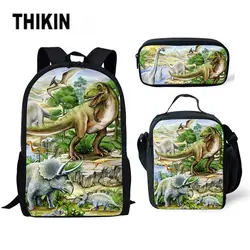 THIKIN детский школьный рюкзак, динозавр, мода 3 шт./компл., школьные сумки для мальчиков и девочек-подростков, Тиранозавр Рекс, динозавры, Mochila