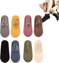 

2021 New Fashion Lace Warmer Socks Women Breathable Warmer Socks Solid Color Boat Comfortable Cotton Ankle Socks with Lace