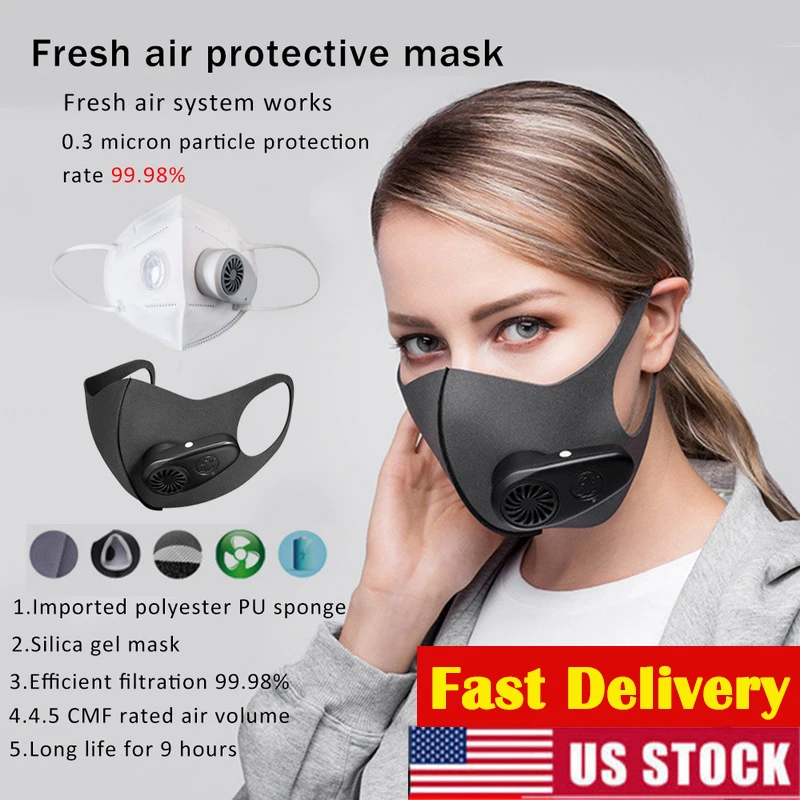 

N95 Smart Electric Face Mask Air Purifying Anti Dust Pollution Fresh Air Supply pm2.5 With Breathing Valve Replaceable Filter
