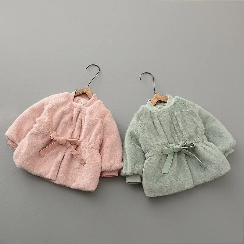 

Winter Baby Girls Solid Faux Fur Fleece Princess Party Velvet Jacket Children Kids Warm Coats Infant Cardigans Outerwear casaco