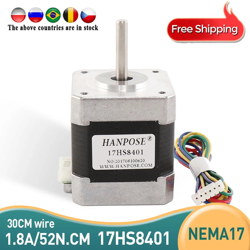 Fase 4-lead Nema17 Stepper Motor 1.8 Graus 17hs8401 1.8a 52n.cm 42bygh48 Cnc Laser Gravador Impressora 3d Pcs
