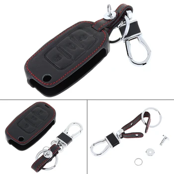 

Portable Leather Car Key Cover Protector with Hanging Buckle for Volkswagen MK6 4 5 6 POLO cc bora Skoda Convenient Car Tools