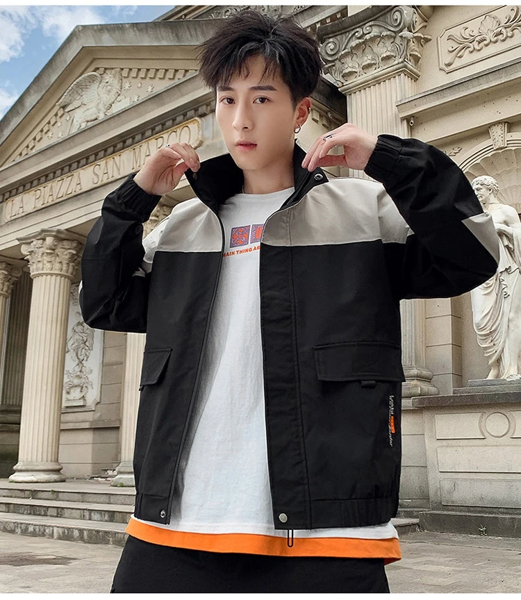 Spring Fashion Jacket Men Zipper Bomber Jacket Male Casual Streetwear Hip Hop Slim Fit Pilot Coat Men Clothing Plus Size