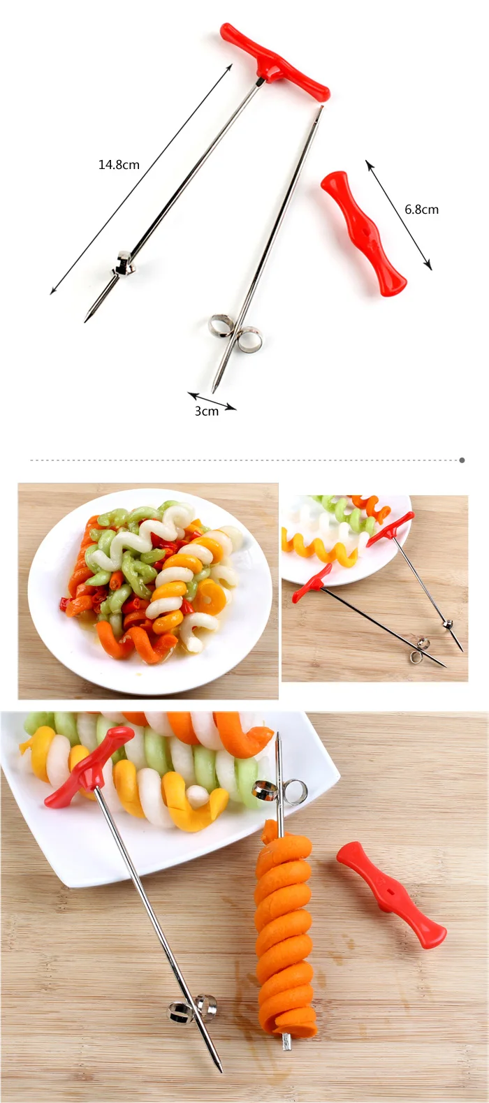 Овощной спиральный нож резной инструмент картофель Морковь Огурец салат измельчитель ручной спиральный винтовой стержень для нарезки резак спирализатор