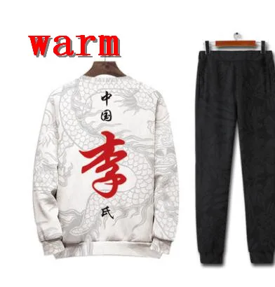 O-neck Outfit warm Китайский стиль 100 фамилии зимние толстовки мужские свободные трендовые принтованные большие размеры 5XL Толстовка с длинным рукавом шикарный теплый хлопковый пуловер - Цвет: O-neck Outfit warm