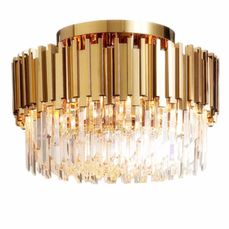 Современный Круглый Золотой потолочный кристалл для роскошных хрустальных светильников, потолочное светодиодное освещение для домашнего интерьера