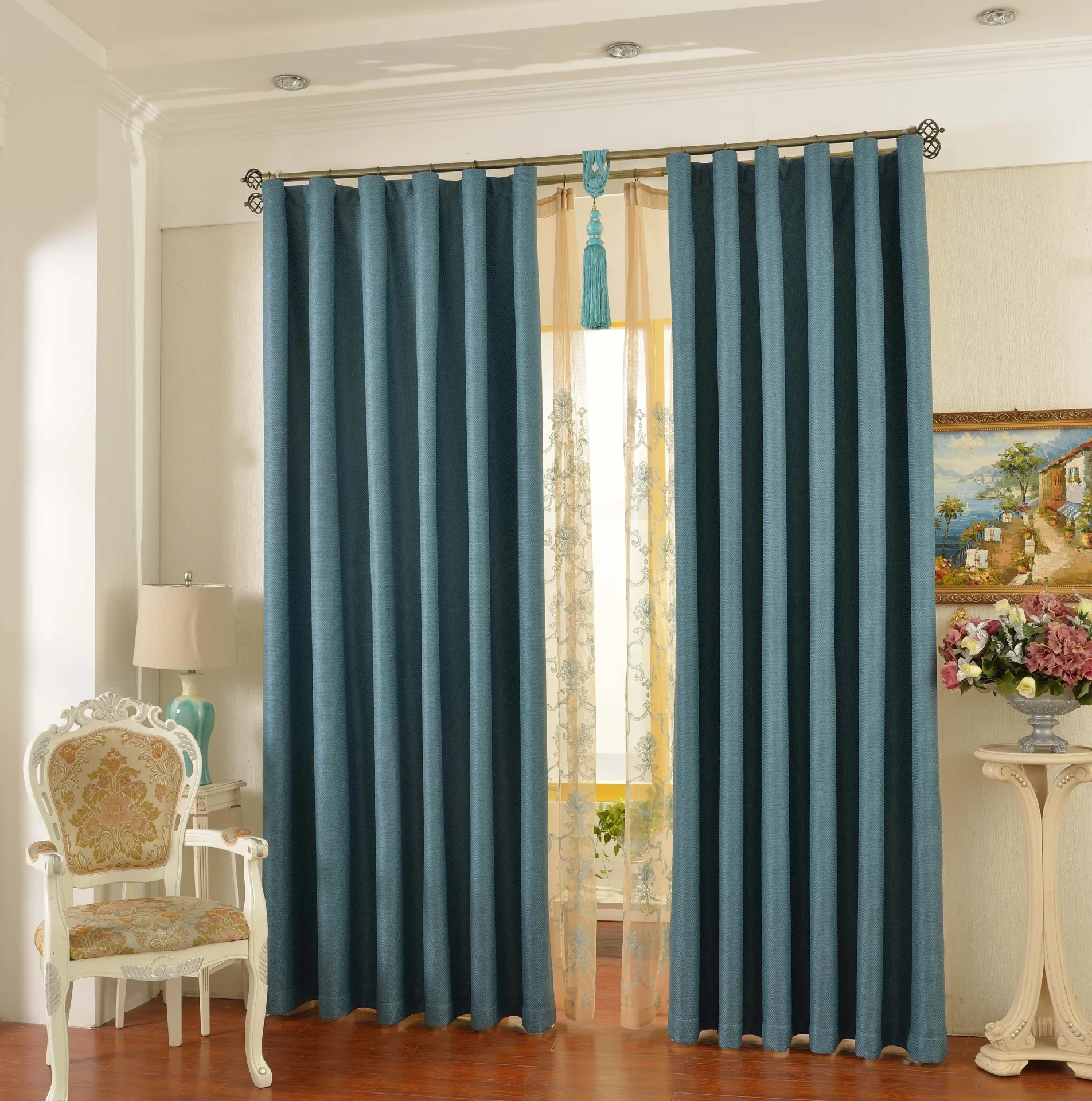 

Modern Solid Color Coarse Blackout Curtains Luxury Living Room Windows High Quality Curtains for Bedroom Kitchen