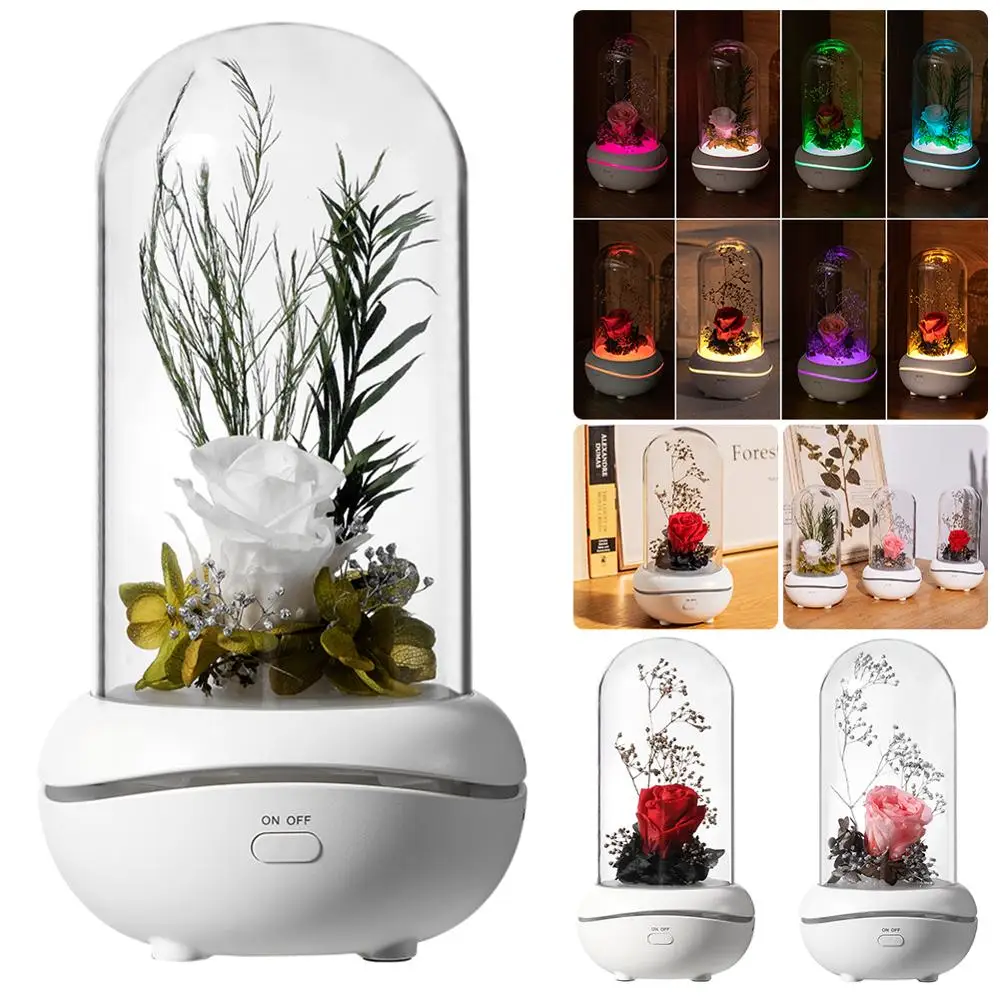

Creative-Preserved Fresh Flower Fragrance Lamp Colorful Ambience Light USB Aroma Diffuser Household Gift Birthday Gift
