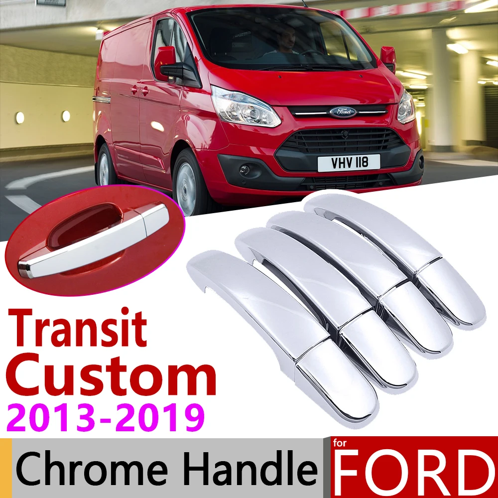 Fit TRANSIT MK8/Transit Tourneo Custom Chrome Door Handle Cover 4 Door Stainless Steel