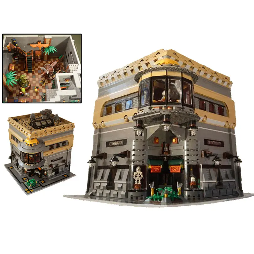 

In stock 15015 City Street View The Dinosaur Museum MOC Model Building Kits Brick Toy Educational Toys Compatible With bela