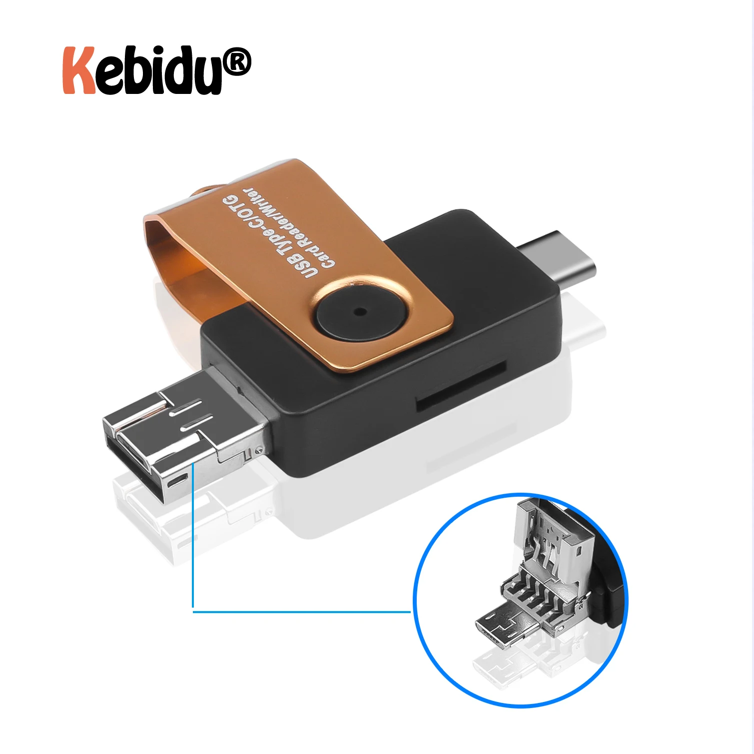 Адаптер Mini USB 3-в-1 Тип C OTG кард-ридер с флеш-накопитель USB с гнездовым Интерфейс USB 2,0 TF Micro USB для передачи данных адаптер