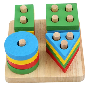 

Baby Toys Montessori Wooden Geometric Sorting Board Blocks Kids Educational Toys Building Blocks Child Gift