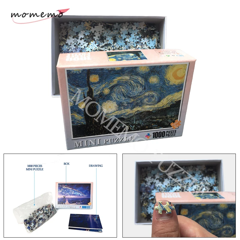 

MOMEMO Starry Night Puzzle 1000 Pieces World Famous Oil Painting Jigsaw Puzzle Wooden Puzzle Toys for Adults Puzzles Lovers Gift