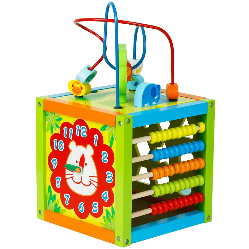 

A Little Wooden Children Large Size Bead-stringing Toy Treasure Chest Intelligence Box 3 to 4 Years Old Baby zao jiao bao Educat