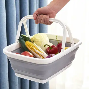 

High-quality PP+TPR Material Multifunctional Folding Portable Storage Basket Household Kitchen Vegetables And Fruits Washing