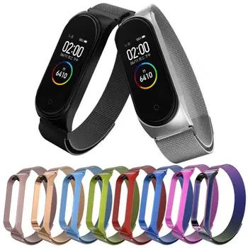 

8 Styles Colorful Metal Strap For Xiaomi Mi Band 3 Miband 4 Wristband Stainless Steel Magnetic Suction Replacement Bracelet TSFH
