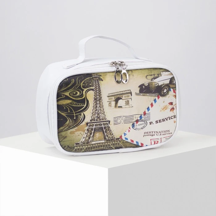 Косметичка-сундучок отдел на молнии с ручкой цвет белый | Багаж и сумки