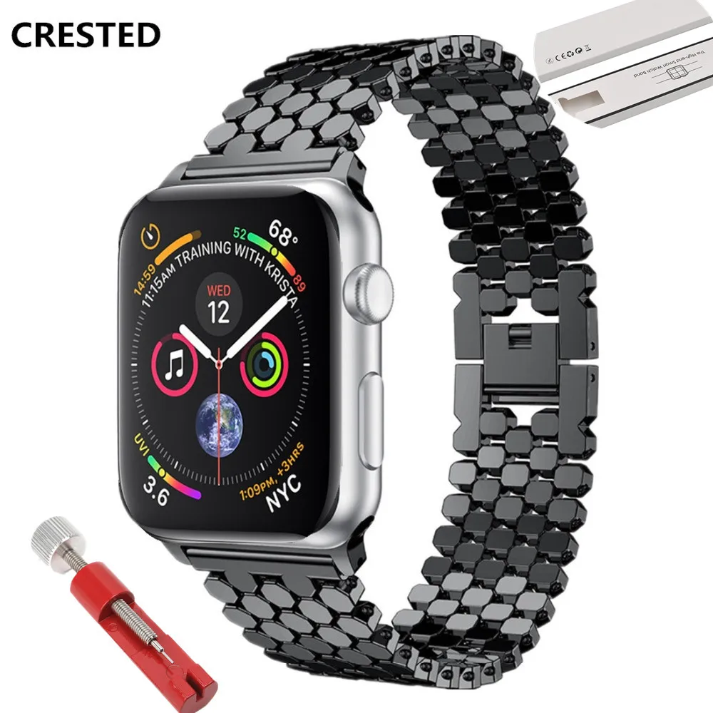 Ремешок из нержавеющей стали для apple watch Band 4 3 band 44 мм 40 iwatch 42 мм/38 link Браслет