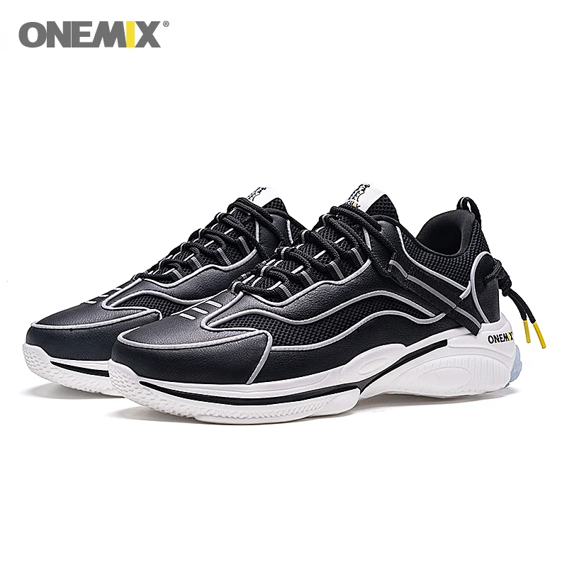 ONEMIX, мужские кроссовки, светильник, Ретро стиль, для бега, прошитая нить, для спорта, для улицы, модные, дышащие, для женщин, черные, белые, кроссовки
