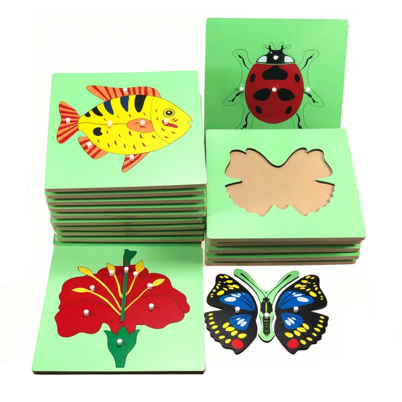 Детские игрушки материалы по методике Монтессори ботаника зуологические пазлы