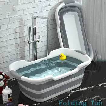 

Portable collapsible bathtub baby bath portable silicone capacity wash storage non-slip dog tub foot bath tub hot tub