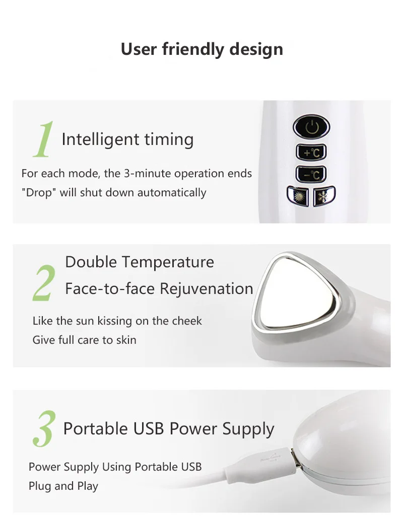 Ultrasonic Cryotherapy LED Hot Cold Hammer Facial Lifting Tightening Vibration Massager Face Body Spa Import Export Beauty Salon