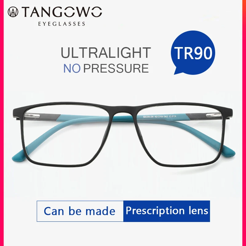 

TANGOWO DESIGN Men Square Glasses Male Fashion Myopia Prescription Eyeglasses TR90 Frame Glasses Frame For Men