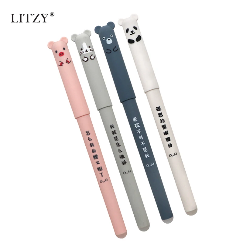 205 30 De Réduction4 Piècesensemble Dessin Animé Animaux Effaçable Gel Stylo Mignon Panda Chat 038mm Stylos Magiques Kawaii école écriture