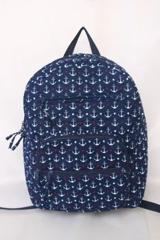 

High quality quilted cotton backpack light weight backpack printed cotton backpack book bag with anchor print