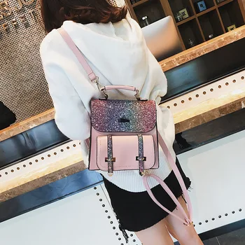 

PU Leather Star Sequin Backpack Teenagers Elegant Sweety College School Bag Ladies Exquisite Outdoor Camping Bags Mochila DF603