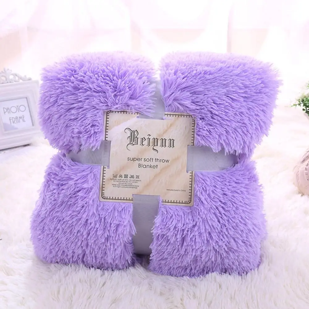 Purple Многофункциональное плюшевое одеяло 130x160 см для уютного дивана, кровати, кондиционера, покрывала, Мантас, ковер, утолщенное теплое покрывало - Цвет: Purple