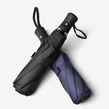 

102cm All In 1 Advertising Automatic Umbrella Folding Men Women Sun Umbrella Tri-fold Black Coating Clear Umbrella