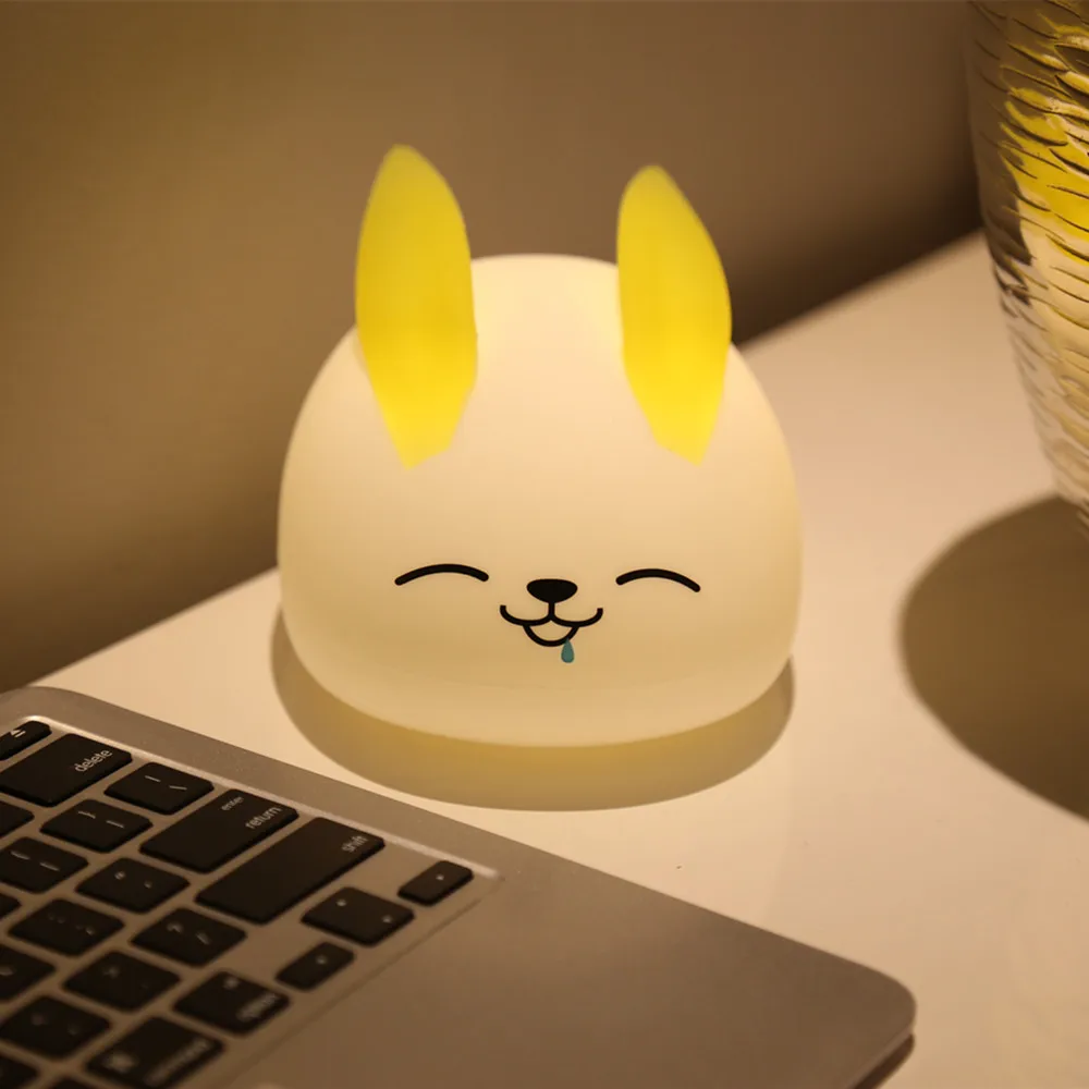 

Rabbit LED Night Light Touch Sensor Colorful Table Lamp USB Rechargeable Silicone Bunny Bedside Lamp for Children Kids Baby Gift