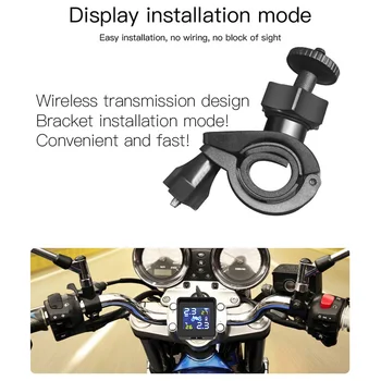 

Waterproof Smart Motorcycle TPMS Tire Pressure Monitoring Security Alarm System LCD Display Solar Motorbike Monitor Externall