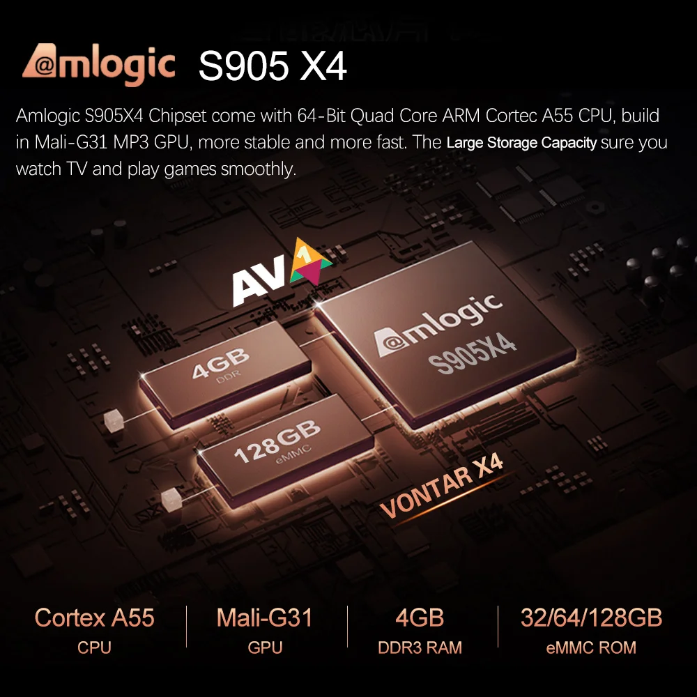 player vontar x4 caixa de tv android 11 amlogic s905x4 4gb