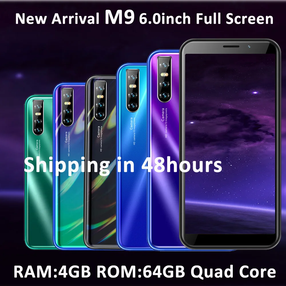 M9 6 0 &quotполный экран 4G Оперативная память 64G Встроенная quad core 13MP celular face ID