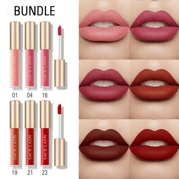 

SACE LADY Lips Makeup Mini Matte liquid Lipstick Set Waterproof Long Lasting Moisture Cosmetic Lip Gloss Red Lip stick DROPSHIP