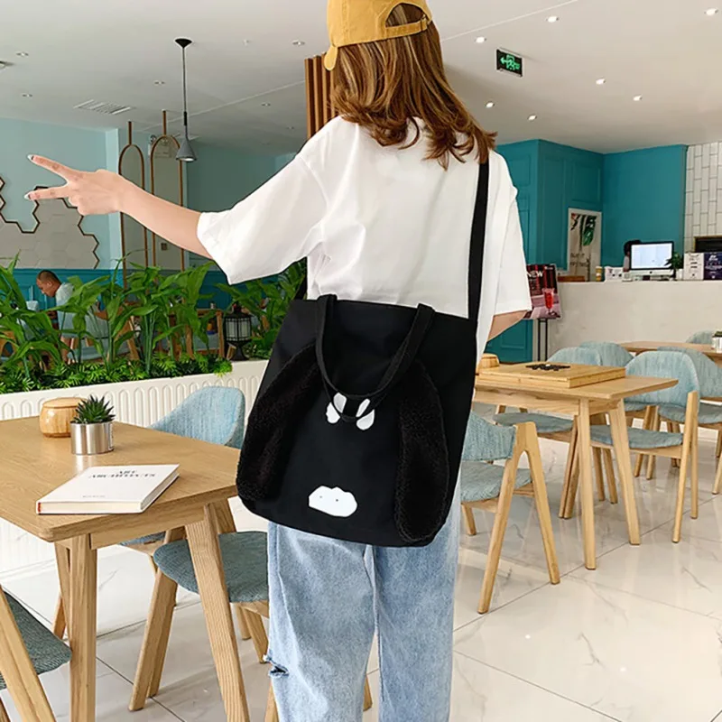 Harajuku стиль мультфильм печатных холст женская сумка-шоппер большой емкости Эко сумка-мешок мода Kawaii сумки в Корейском стиле