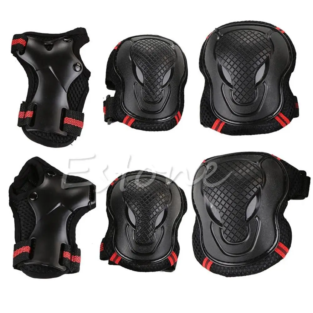 Black and Red 6 шт./1 комплект протектор для детей и взрослых Катание на коньках скутер Локоть Колено запястье Защитные колодки комплект передач - Цвет: Black and Red