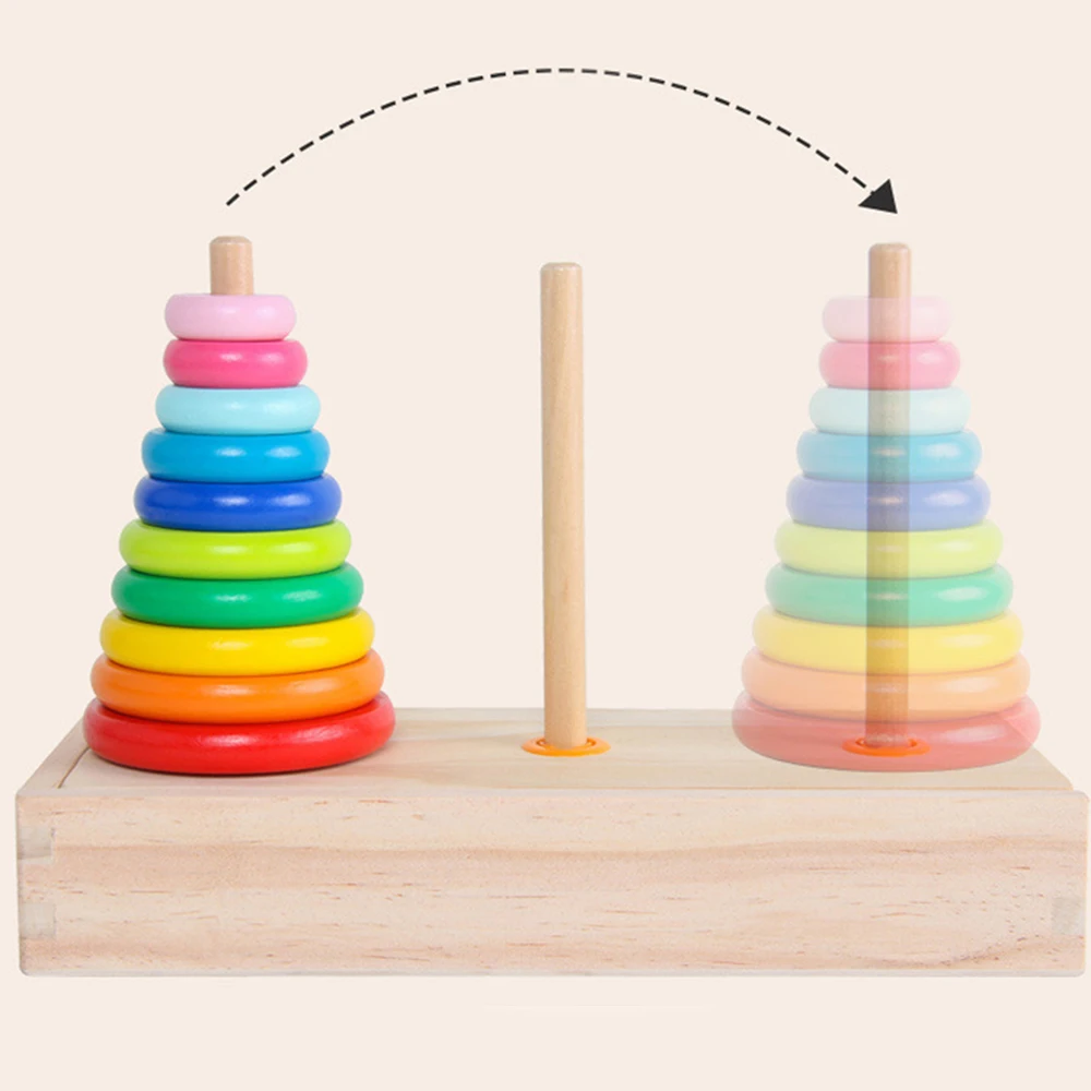 Забавная Башня Ханоя, обучающая Деревянная Башня, Классическая Математическая головоломка, игрушка для детей, интеллект, детские развивающие игрушки, подарок