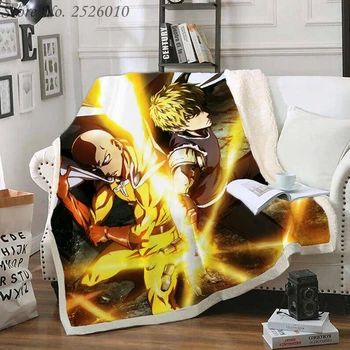 

Throw blanket ONE PUNCH MAN 3D Velvet Plush Blanket Bedspread For Kids Girls Sherpa Blanket Couch Quilt Cover Travel 07