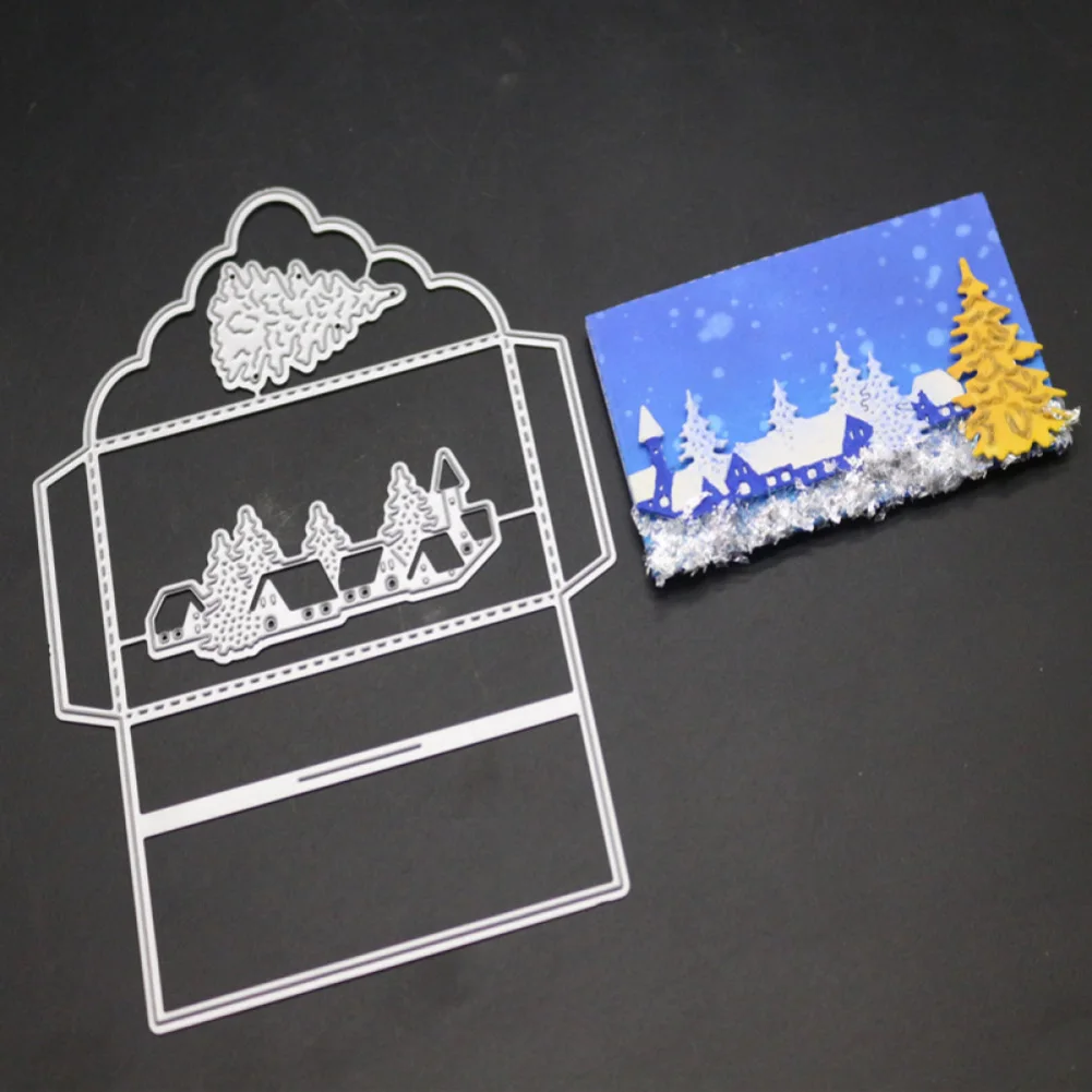 Envelope Die Cut Christmas Tree House Decoration Metal Cutting Dies Scrapbooking Embossing 2019 New Craft Stamps And | Дом и сад